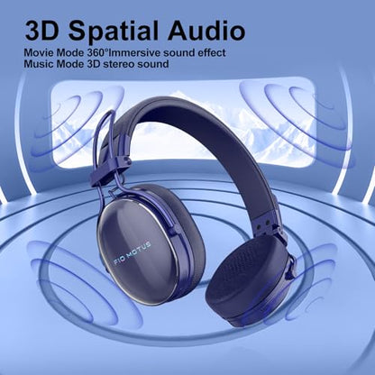 Wireless Bluetooth On-Ear Headphones:with Active Noise Cancellation - Hi Res Sound Up to 55H Battery Life, Lightweight, Comfortable, Foldable Design - color: Blue