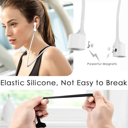 Mooyavia Ultra Strong Magnetic Anti-Lost Strap for AirPods Pro-White | Compatible with AirPods Pro 3/2/1 & AirPods 4/3/2/1,Soft Silicone Sport Neck Lanyard,Lenth 29.9 in - color: B2-white