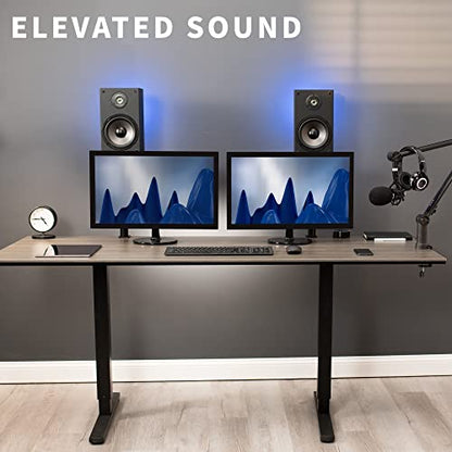 VIVO Clamp-on Speaker Stand Desk Mount Set, 10 x 9 inch Trays, Height Adjustment and Tilt, Universal Audio Holders for Computer and Bookshelf Speakers, Elevated Sound, 2 Pack, Black, MOUNT-SP01CB - color: Black