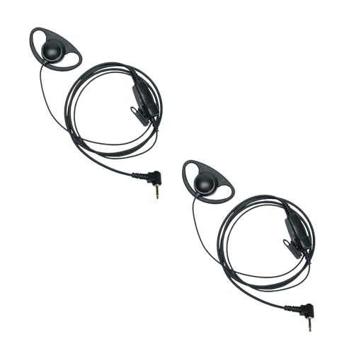 D-Shape Headset Earpiece with PTT Mic Compatible with Motorola Talkabout - size: 2pack