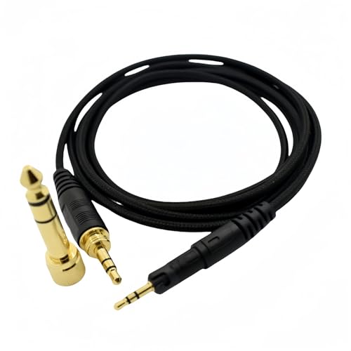 Replacement Audio Cable for Audio-Technica ATH-M50X M40X Headphones Black Braided Wire Cord with 6.35mm Adapter Length 1.5 Meters