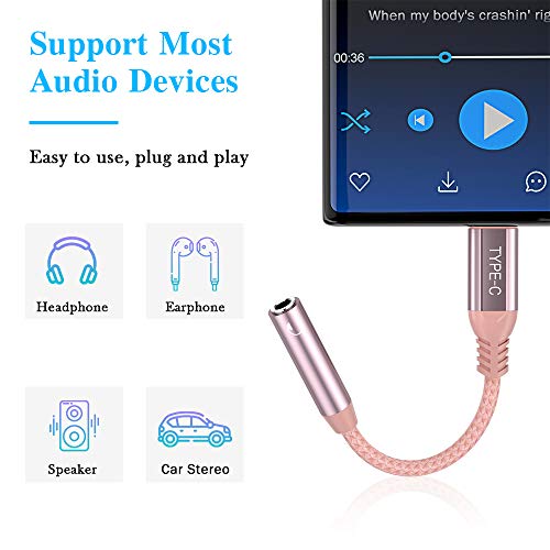 USB C to 3.5mm Jack Adapter,USB C Headphone Adapter for iPhone 17 Pro Max | 17e 16e 16 15,Hi-res Aux Cord Stereo Audio Earphone Dongle for Samsung S26 Ultra S25 FE S23 A17 A16 for iPad 10 Pixel 10a 9 8