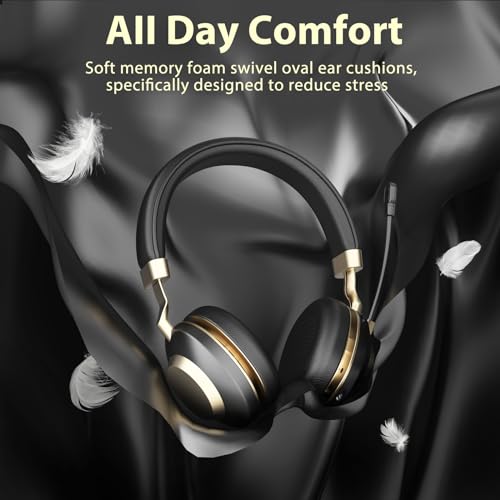Earbay Wireless Headset with Microphone, AI Noise Cancelling & Dongle | V5.3 Bluetooth Headset with Mute Microphone, Computer Headphones with Mic 45H Office/PC/Call Center/Laptop/Teams/Zoom