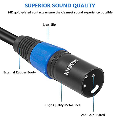 YABEDA 1/4 to XLR Cable,Balanced 1/4" Female to XLR Male Stereo Audio Adapter,Quarter inch TS/TRS to XLR Male Connector Converter Interconnect Cable - 1.6 Feet