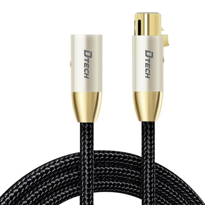 DTECH 5ft XLR to XLR Microphone Cable Male to Female Balanced Audio Cord for Mic Speaker PA Systems Standard 3 Pin Gold Plated Connectors Nylon Braided Instrument Wire, 5 Feet, Black - size: 5ft