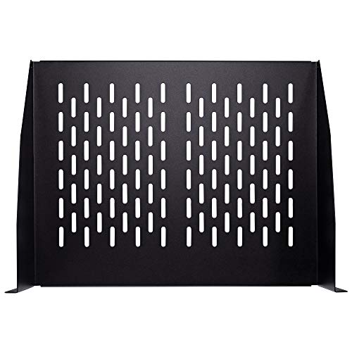 NavePoint 2U 19-Inch Universal Vented Rack Mount Cantilever Server Cabinet Shelf 14-Inches Deep Black - size: 14" (360mm)