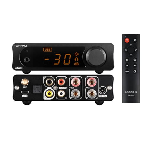 Topping MX3s Headphone Amplifier HiFi DAC Amp AK4377 Chip USB/Bluetooth/Opt/Coax/AUX Input Desktop Home Audio Headphone Amps for Subwoofer/Passive Speaker