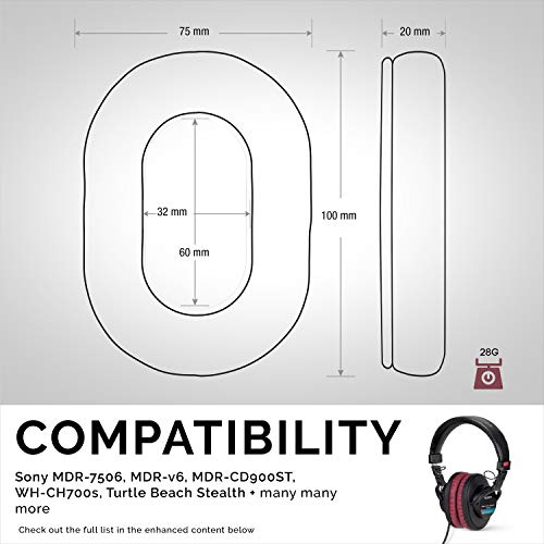 Brainwavz Replacement Earpads for Sony MDR 7506, V6, CD900ST, Memory Foam Ear Pad & Suitable for Other On Ear Headphones, Dark Red - color: Dark Red