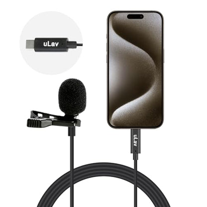 Movo uLav-L Digital Lavalier Omnidirectional Clip on Microphone with USB-C Connector Compatible with iPhone 15/16/17 and Up, iPad-Pro (20-Foot Cord) - style: Single Lav with 20-foot Cord