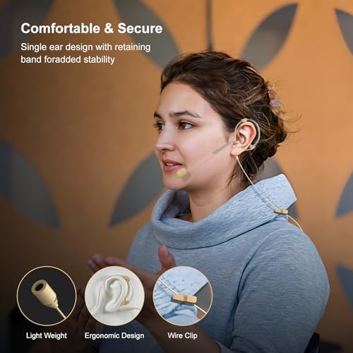 Headset Microphone Single Ear Earset Headworn Low Profile Omnidirectional On-Ear Audio Condenser Mic for Sennheiser Wireless System Bodypack Transmitter, Musicians, 3.5mm Female Screw Plug - size: 3.5mm Female Screw Plug for Sennheiser Only