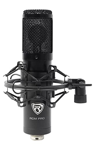 Rockville RCM PRO Studio Condenser Microphone with PRO-M50 Headphones | 20Hz-20kHz, XLR Output, 48V Phantom Power, ROCKSHIELD 3 Isolation Shield, RVES05 Tripod Stand, Carry Case, 4-Items