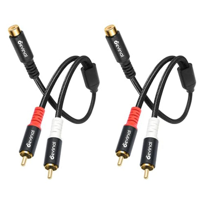 RCA Y Adapter 1 Feamle to 2 Male RCA Splitter, subwoofer Splitter Cable Gold Plated 10 inch