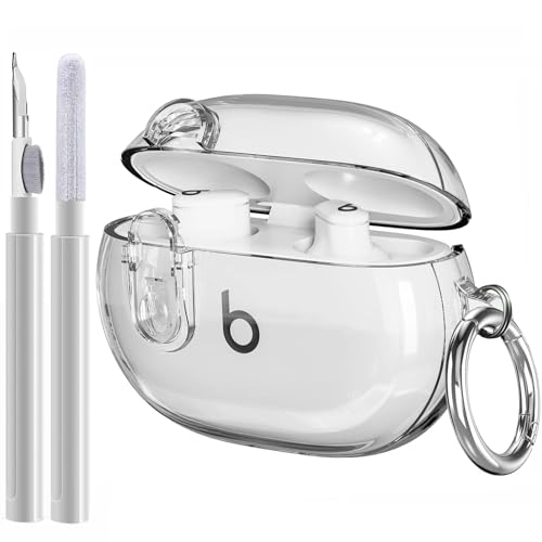 Beats Studio Buds/Studio Buds Plus Case Cover Clear 2021/2023 Men Lock Clip with Cleaner Kit, GARTOO Protective Case for Women Girls Kids Clear - color: Clear