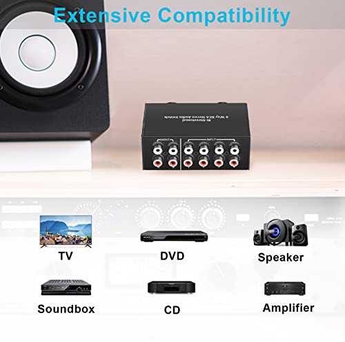 4-Way Stereo Audio Switcher, Bi-Directional Audio Selector Box for Blu-ray Players or DVD Players Active Speakers (2In-4Out/4In-2Out) - style: 2In-4Out/ 4In-2Out Stereo Audio Switcher