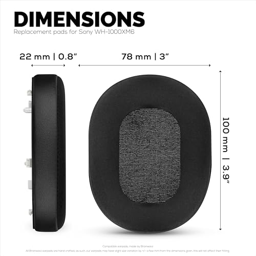 Hybrid Earpads for Sony WH-1000XM6 Headphones - Cooling Gel Gaming Cushions with Super Soft Fabric & Thick Foam - By Brainwavz (Black) - color: XM6 Hybrid Gel