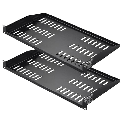 VEVOR 2PCS 1U Server Rack Shelf, Universal Vented Rack Mount Cantilever Tray for 19 inch Network Equipment Rack & Cabinet, 10" Deep Rack Mount Shelf, Weight Capacity 50 lbs Wall Mount Rack Shelf - size: 1U-2PCS