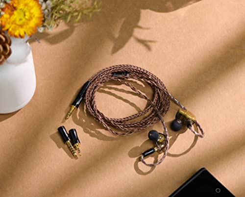 Linsoul Tripowin Amber 32AWG OFC Oxygen Free Cable HiFi IEM Cable with Interchangeable 2.5mm/3.5mm/4.4mm Plug, PVC Sleeve Replacement Cable for Audiophile(2pin 0.78mm) - size: 2-Pin