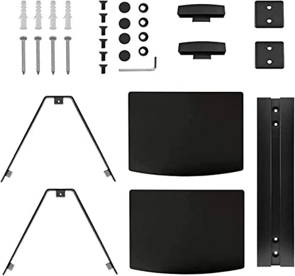 suptek Speaker Mount, Floating Glass Shelf Wall Mount Bracket for DVD Players/Cable Boxes/Games Consoles/TV Accessories, 2 Shelves, Black CS202 - size: 2 Shelves