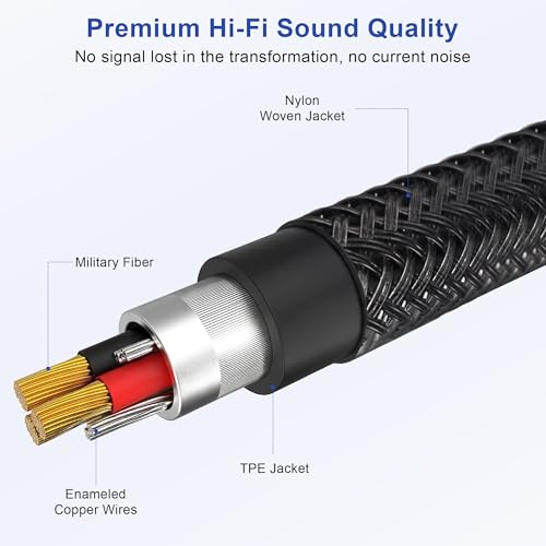 2 Pcs 3.5mm Headphone Splitter, Hi-Fi Stereo Audio Y Splitter 1 Male to 2 Female, Nylon Braided Headphone Extension Cable Compatible with Phone, Tablet, Laptop, PS4, Switch