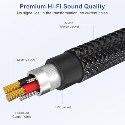 2 Pcs 3.5mm Headphone Splitter, Hi-Fi Stereo Audio Y Splitter 1 Male to 2 Female, Nylon Braided Headphone Extension Cable Compatible with Phone, Tablet, Laptop, PS4, Switch