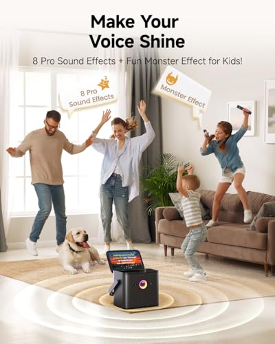 Ikarao Karaoke Machine for Adults, with Lyrics Display Screen, WiFi for YouTube & Karaoke Apps, HDMI to TV, 2 Wireless Microphones, Portable Autotune EQ Karaoke Speaker for Family Home Party Camping