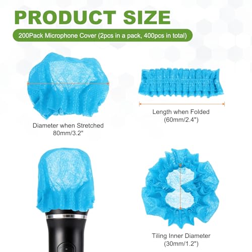 MECCANIXITY 240 Pcs Disposable Microphone Cover Mic Cover (Blue) - color: Blue