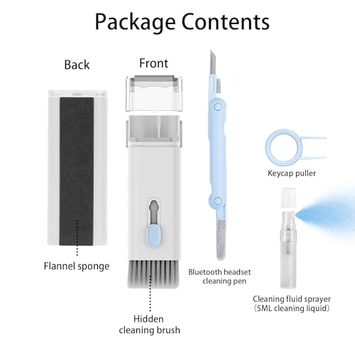 Multifunctional 7 in 1 Keyboard Cleaning Brush Set,A Cleaning Kit Headphones,Mobile Phone and Computer Screens,Blue