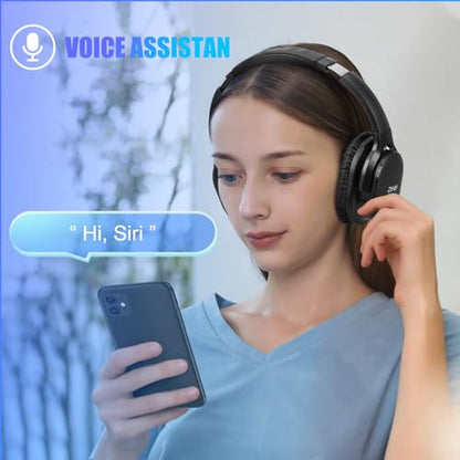 ZIHNIC Bluetooth 5.3 Noise Cancelling Headphones, Over-Ear Wireless Headset with 60H Playtime,Low Latency Game Mode, Lightweight, Deep Bass Hi-Fi Sound for Travel, Home, Office - Black