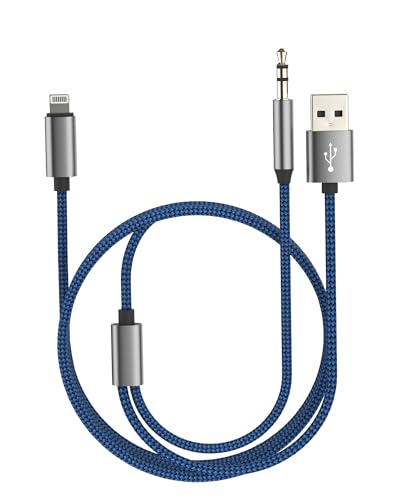 Aux Cord Lightning to 3.5mm USB Cable (1.2m Long) for iPhone 14 13 12 11 Pro Max Car Adapter Auxiliary Headphone Jack Audio Carro Splitter Charger Port Speaker Plug for Ipad Air Phone Adaptor