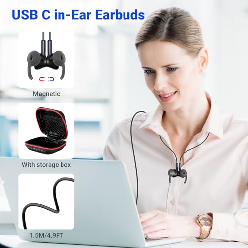 USB C Headphone Wired Earbuds for iPad Pro A16 11th/iPhone 17 16 15