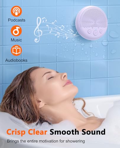 LENRUE Shower Speaker, Bluetooth Waterproof Speaker Wireless, Portable Speaker with Clear Loud Sound, Suction Cup, Lanyard, Ideas Gifts - color: Purple