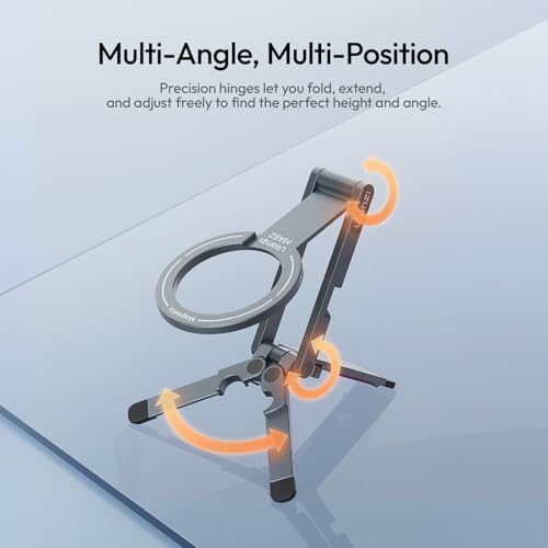 ULANZI MA62 Magnetic Phone Tripod Stand, Ultra-Slim 0.33in Pocket-Sized Foldable Kickstand, N52 Magnet Aluminum Alloy Mantis Hook Desktop Mount, 2.22oz Portable Mini Tripod for iPhone Android