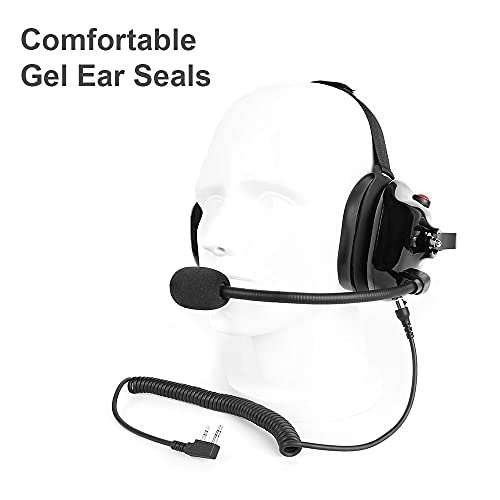 Two Way Radio Headset with Noise Cancelling Microphone, Volume Control Knob, Push to Talk, 3.5mm Input Jack Behind The Head Style Racing Headset