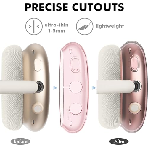 Cute Pink Bow Turtle Clear Case for Airpods Max Headphones Kawaii Sea Print Soft TPU Ear Cups Cover Anti-Scratch Silicone Ear Pad Protective Case Girl Headband Cover for Apple Airpods Max - color: Bow turtle 09
