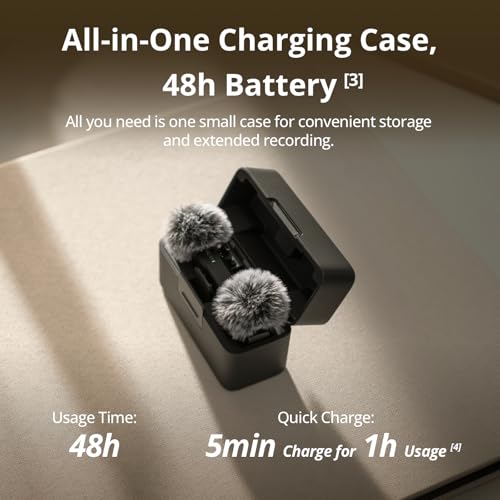 DJI Mic Mini (2 TX + 1 RX + Charging Case) Wireless Lavalier Microphone, Ultralight, 48-Hour Battery Bundle with 2 YR CPS Enhanced Protection Pack, 2 x Deco Gear Lapel Microphone and 7" EVA Case - size: DJI Mic Mini + Extended Protection