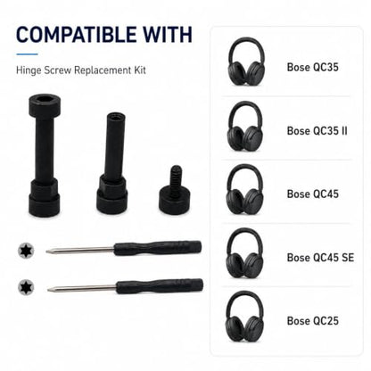 Hinge Screws Replacement for Bose QuietComfort 35 II, QC35, QC45, QC45 SE, QC25 Headphones - Fix Loose Broken Headband Swivel with Tools, 2-Pack