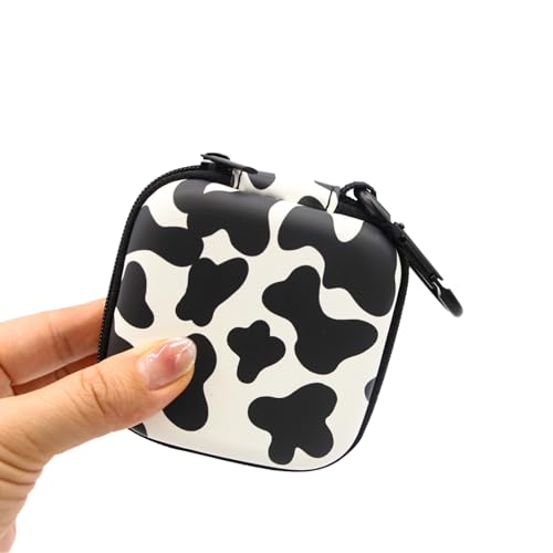 Earbud Case,Headphone Organizer Earbud Storage Bag, Hard EVA Shockproof Cover Carrying Case with Carabiner Clip Compatible with AirPods 4 AirPods Pro 2nd /3/2/1 Bose Galaxy Buds (Cow) - color: Cow