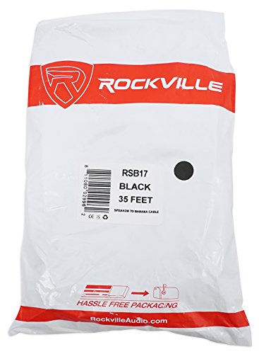 Rockville RSB17 35 Ft Speakon to Banana Speaker Cable, 16 Gauge, OFC | 100% Oxygen Free Copper, Black PVC Jacket, ROHS Compliant, Low Resistance, Noise-Free Signal