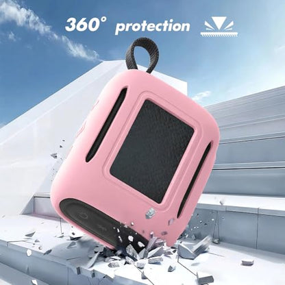 Silicone Cover Case for JBL Go 5 Bluetooth Speaker, Portable Speaker Travel Case Protective Cover Sleeve with Carabiner for JBL Go 5, Dustproof, Shockproof and Scratch-resistant (Pink) - color: Pink