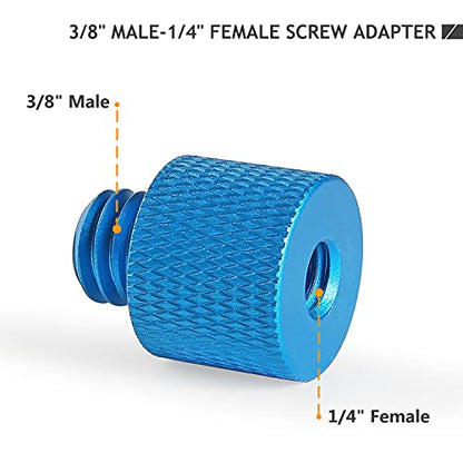 1/4 to 3/8 & 3/8 to 1/4 Camera Screw Tripod Adapter | Male to Female Screw for Camera, Mount, Monitor - color: Blue