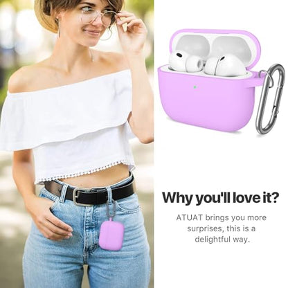 for AirPods Pro 3 Case Cover, Protective Soft Silicone with Keychain Cleaning Pen for Women Men for Apple AirPods Pro 3rd Generation Case(2025), Front LED Visible, Light Purple - color: B-Light Purple
