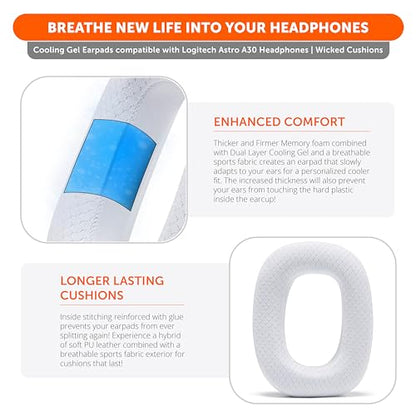 WC Freeze A30 - Cooling Gel Earpads for Logitech Astro A30 - color: White