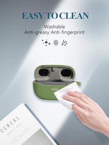 Case for JBL Endurance Race TWS True Wireless Sports Earbuds, WUNIAK Soft Silicone Protective Portable Scratch Shock Resistant Shell with Cleaner Kit & Carabiner & Lanyard ，Matcha Green - color: Matcha green