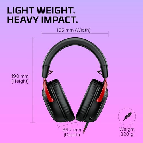 HyperX Cloud III – Wired Gaming Headset,PC,PS5,Xbox Series X|S,Angled 53mm Drivers,DTS Spatial Audio,Memory Foam,Durable Frame,Ultra-Clear 10mm Mic,USB-C,USB-A,3.5mm – Black/Red,(Pack of 10) - color: Black/Red, size: Regular (Pack of 10), style: Wired