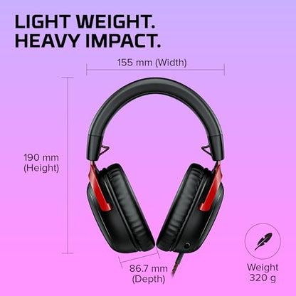 HyperX Cloud III – Wired Gaming Headset,PC,PS5,Xbox Series X|S,Angled 53mm Drivers,DTS Spatial Audio,Memory Foam,Durable Frame,Ultra-Clear 10mm Mic,USB-C,USB-A,3.5mm – Black/Red,(Pack of 10) - color: Black/Red, size: Regular (Pack of 10), style: Wired