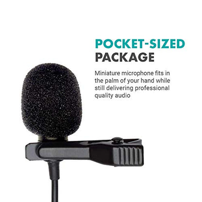 Movo DOM1 3.5mm TRS Lavalier Omnidirectional Condenser Microphone for Camera Microphone Compatible with DSLR Cameras, Recorders and More