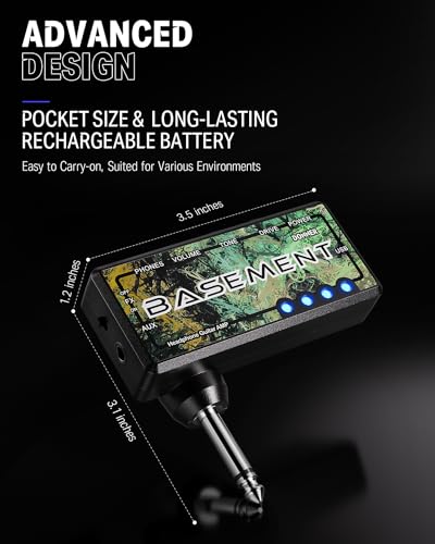 Donner Bass Guitar Headphone Amp Basement USB Rechargeable Mini Portable Bass Headphone Amplifier for Bass Guitar - color: Basement