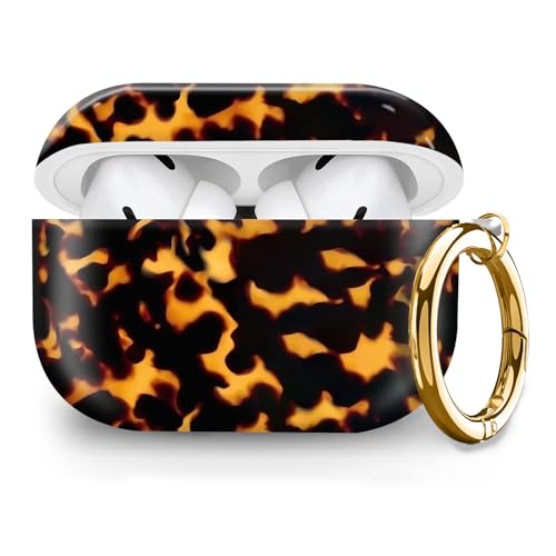 Cute Hard Case Compatible with AirPods Pro 2nd/1st Generation, Protective Cover with Golden Keychain, Fits 2023/2022/2019 Models, for Women, Girls, and Men(Luxury Leopard - color: Luxury leopard
