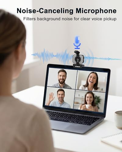 Atatat 2K Webcam for PC with Light, Microphone, Privacy Cover | Autofocus Web Camera for Desktop/Laptop/Monitor/Mac, Computer Camera for Zoom/Skype/Teams/Video Calling/Meeting