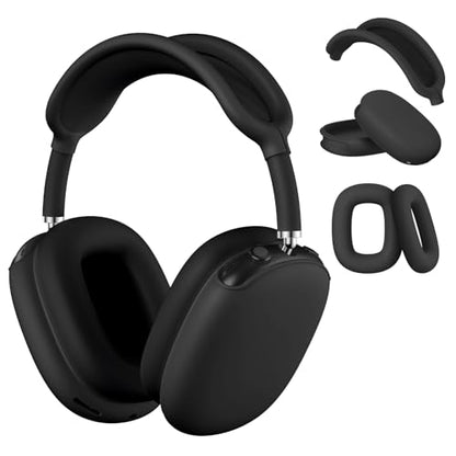 Maxjoy AirPods Max Case, Soft Silicone Ear Cups Cover, Ear Pad Case, Headband Cover, Anti-Scratch Protective Accessories for Apple AirPods Max Headphones, Black - color: Black
